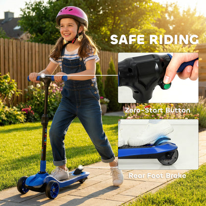 Three-Wheel Foldable Electric Scooter for Kids Aged 6-10 Years, Blue
