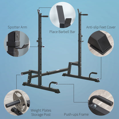 Multifunction Barbell Squat Rack Stand Heavy-Duty Strength Training Dumbbell Rack Adjustable Height Weight Lifting Bench Pres