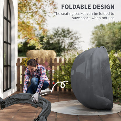 Hanging Egg Chair, Folding Texteline Swing Hammock with Side Pocket, Cushion and Stand for Indoor Outdoor