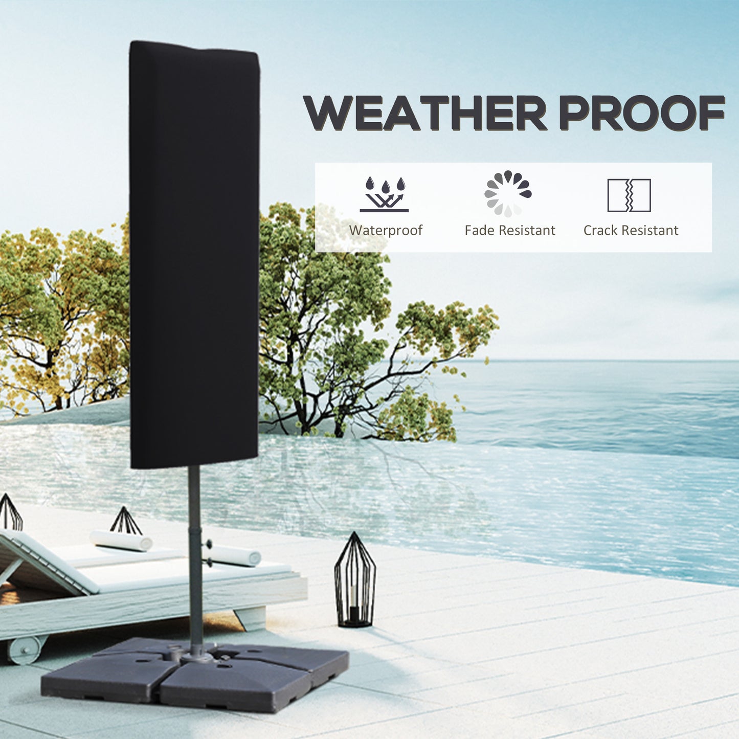 Garden Parasol Cover, Outdoor Patio Umbrella Protector Weatherproof Garden Patio with Rod, Zipper for 2-4.6m Parasol