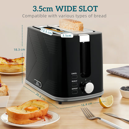 Modern Kettle and Toaster Set - Black