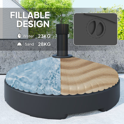 Garden Parasol Base Holder, 28kg Sand Filled, 23kg Water Filled, Sun Umbrella Base, Φ55 x 30H cm Black