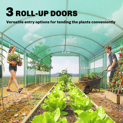 19 x 9.8ft Walk-In Polytunnel Greenhouse - Green