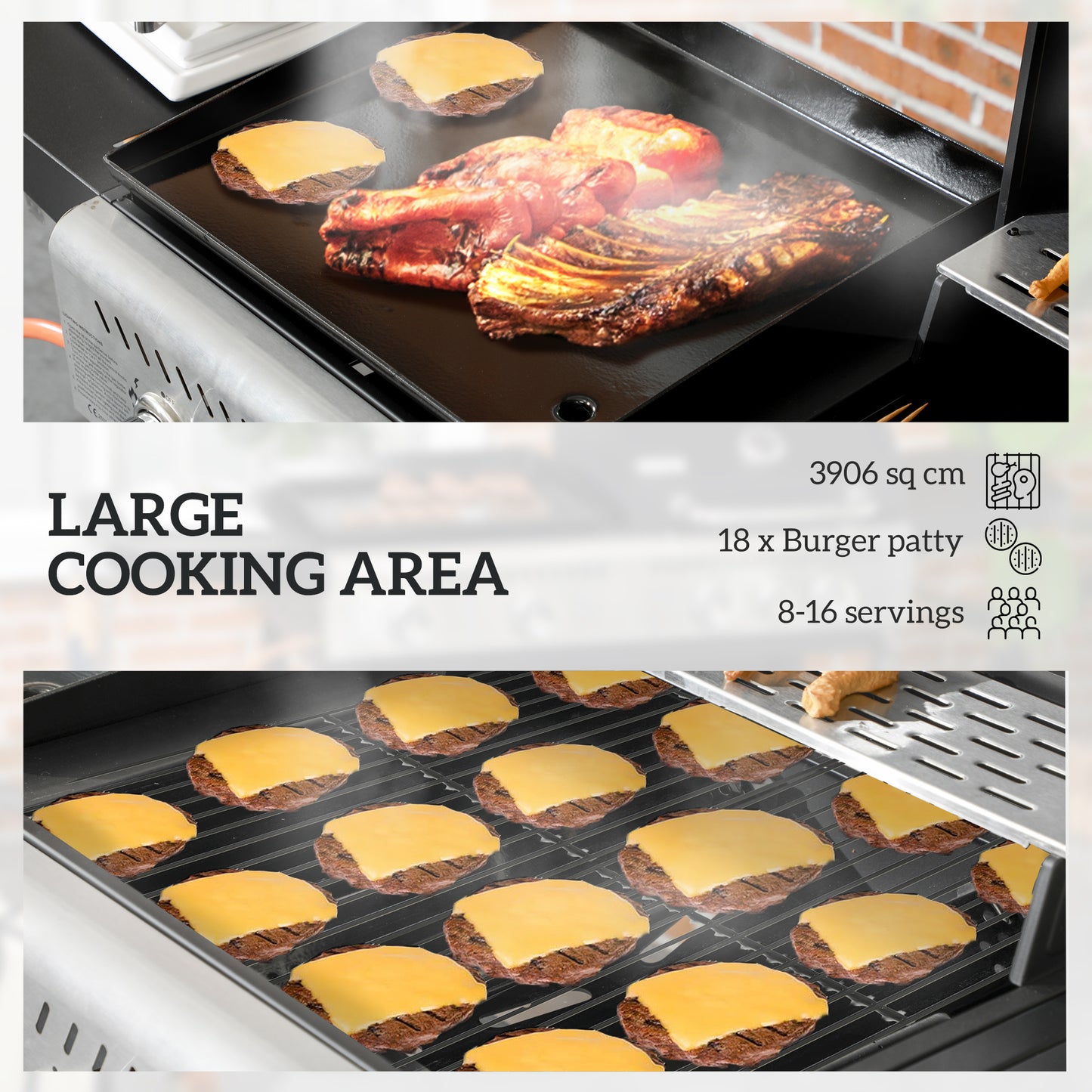 17kW Deluxe Duo Gas BBQ, with Grill, Plancha and Side Burner - Black