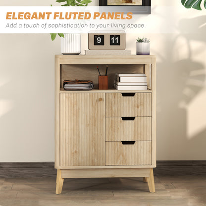 Small Sideboard with Drawers and Adjustable Shelf - Nature Wood Finish