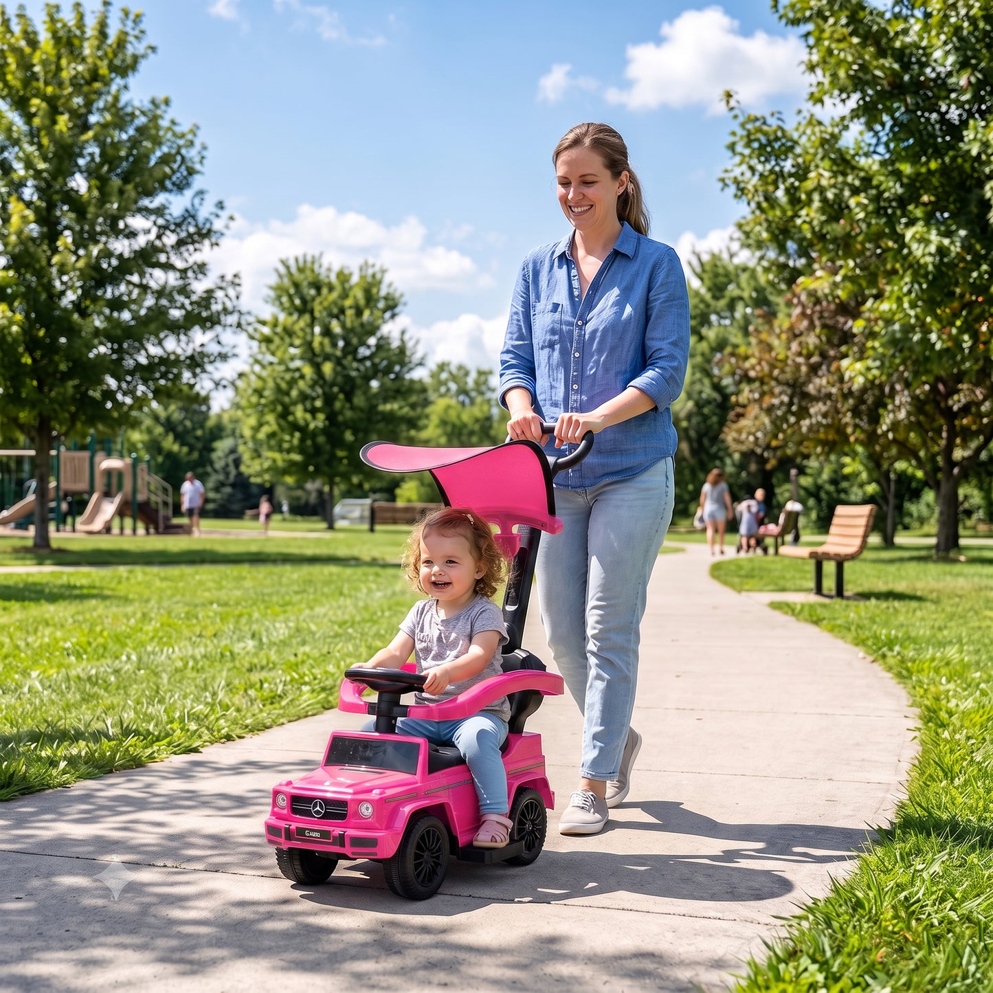 3 in 1 Kids Children Ride on Push Car Toddler Sliding Car G350 Licensed Walker Foot to Floor Slider Push-Along with Horn Stee