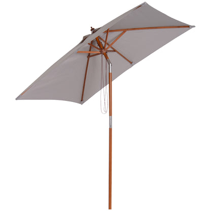 2m Tilting Wooden Pole Parasol - Grey