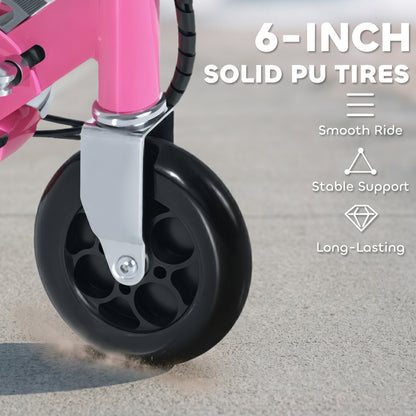Foldable Powered Scooter with Adjustable Handle, Brake, Pink