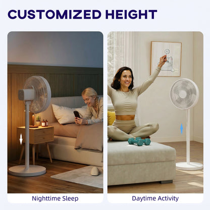 40 cm Standing Fan, Cooling Floor Fan with 80° Oscillating, Adjustable Tilt and Height, 4 Speed, Remote Control, White