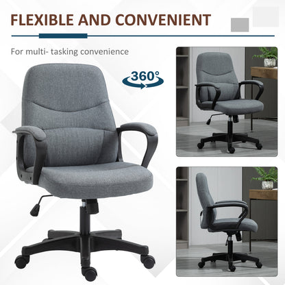 Office Chair, Fabric Desk Chair Mid Back Work Study Chair with Massage Lumbar Support, Adjustable Height and Swivel Wheels
