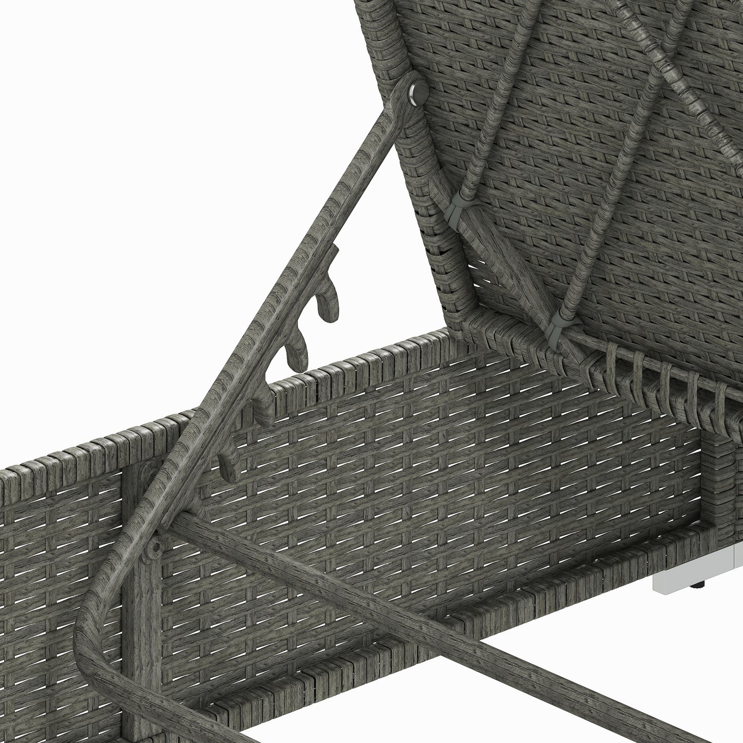 Rattan Sun Lounger, Five-Position Reclining Garden Lounger Bed with Cushion, Light Grey