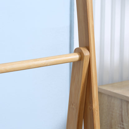 Freestanding Natural Bamboo Towel Rack with 3 Towel Rails and 3 Storage Shelves