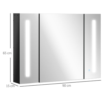 LED - Wall Mirror with 3 Cabinets Dimmable - USB Charged