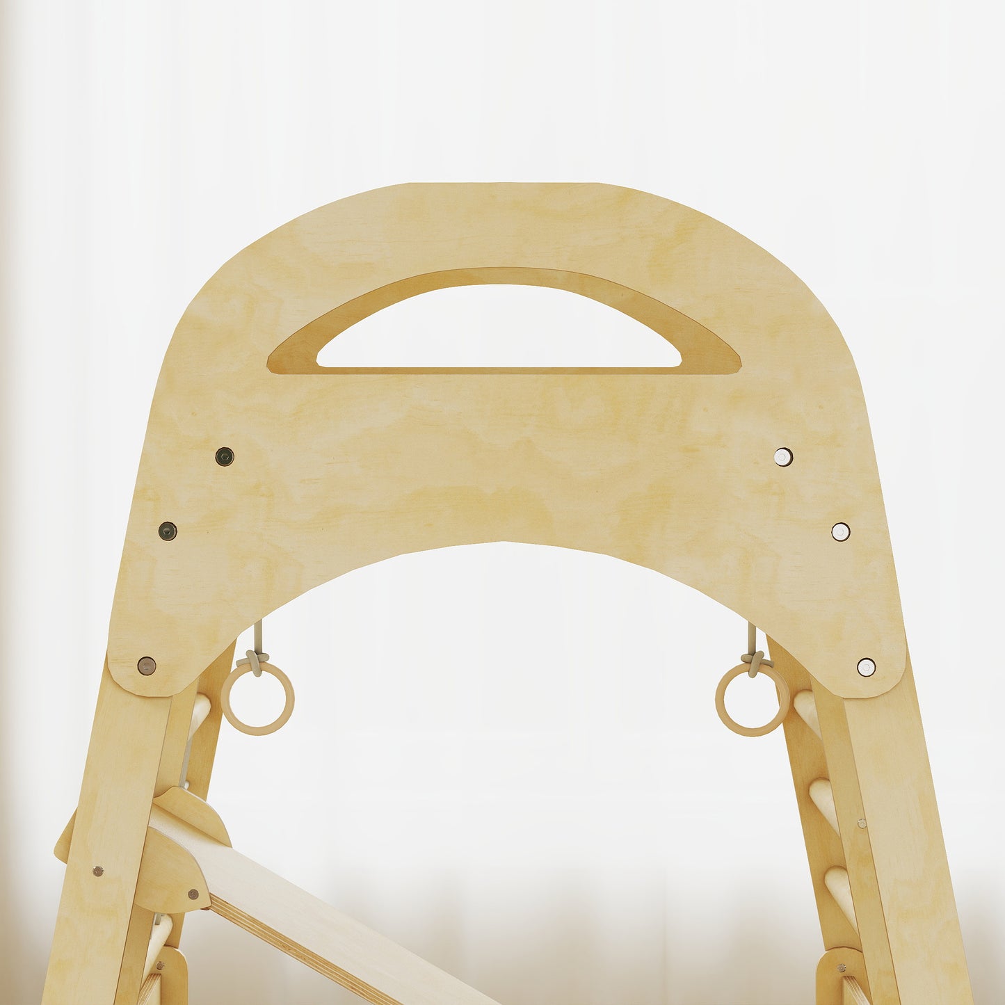 6 in 1 Kids Climbing Frame with Slide, Monkey Bars, Gymnastics Rings, Ladder, Climbing Net, for 3-6 Years, Natural Tone