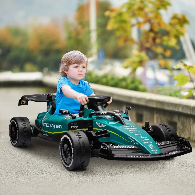 12V Electric Go Kart, Kids Ride On Racing Kart with Bluetooth, Music and Horn - Green