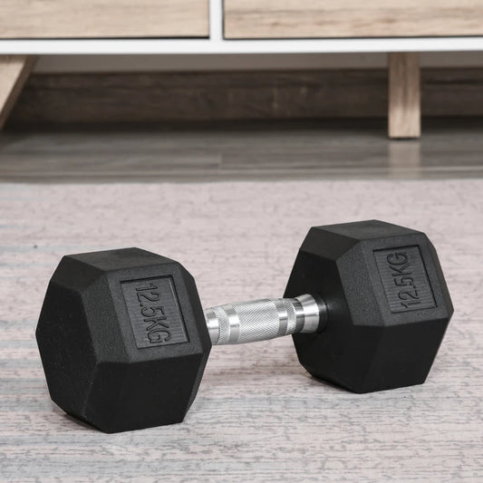 Strength Training Rubber Hex Dumbbell Set of 2x 12.5kg