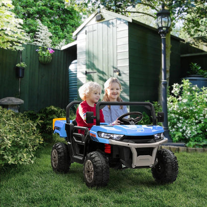 12V - 2 Seater Kids Electric Ride-On Car with Electric Bucket, Remote Control - Blue