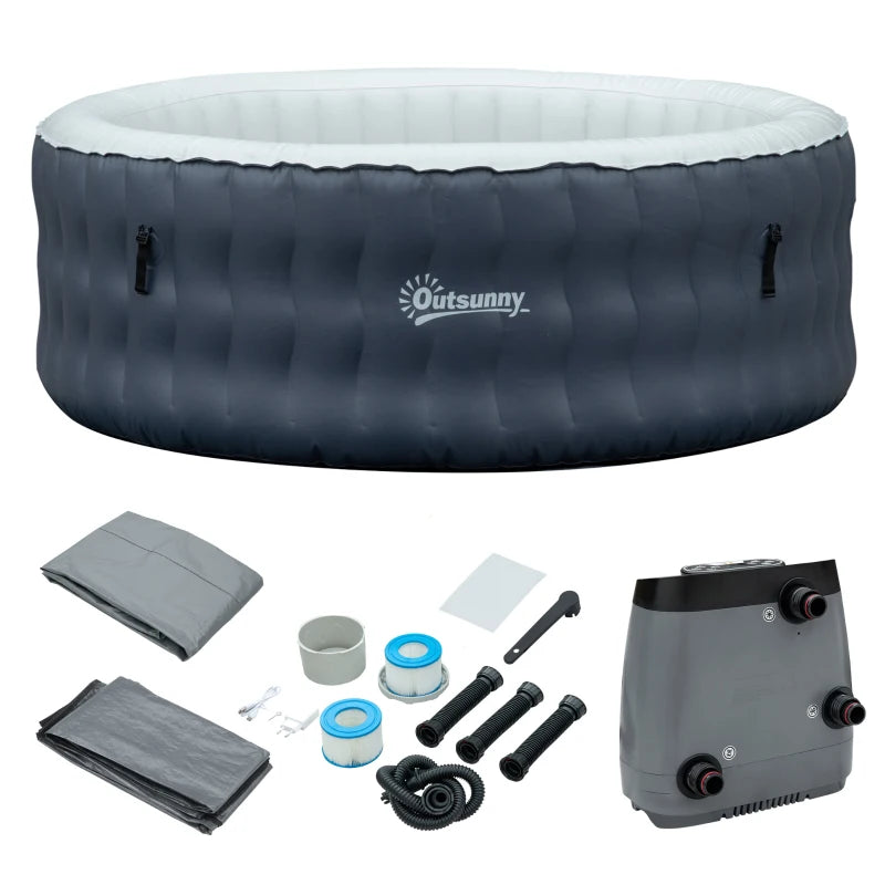 Round Hot Tub Inflatable Outdoor Bubble Spa Pool with Pump, Cover and Filter Cartridges - Navy