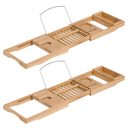 Bamboo Bathtub Shelf Rack Caddy, Set of 2