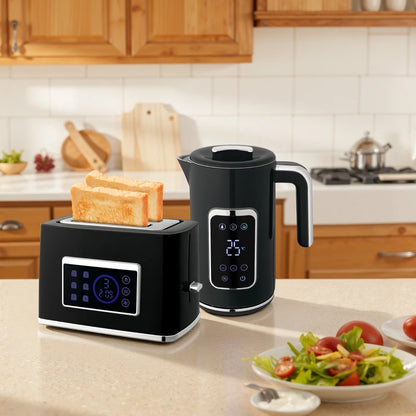 Smart Touch Screen Kettle and Toaster set - Black
