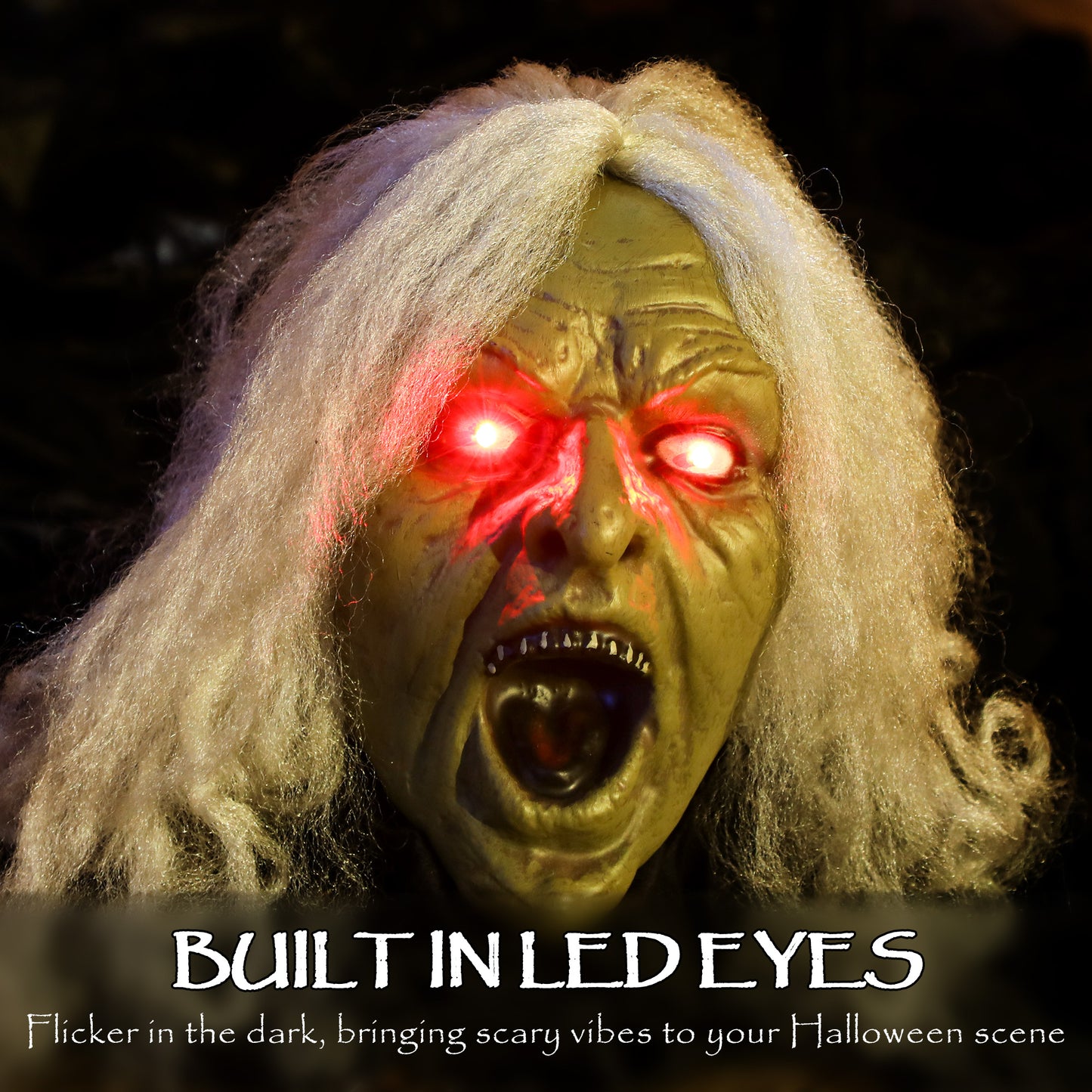 183 cm Life Size Halloween Animated Crawling Zombie with Glowing LED Eyes, Scary Halloween Decorations, Battery Operated