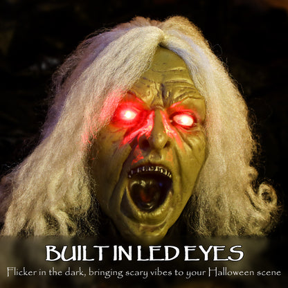183 cm Life Size Halloween Animated Crawling Zombie with Glowing LED Eyes, Scary Halloween Decorations, Battery Operated