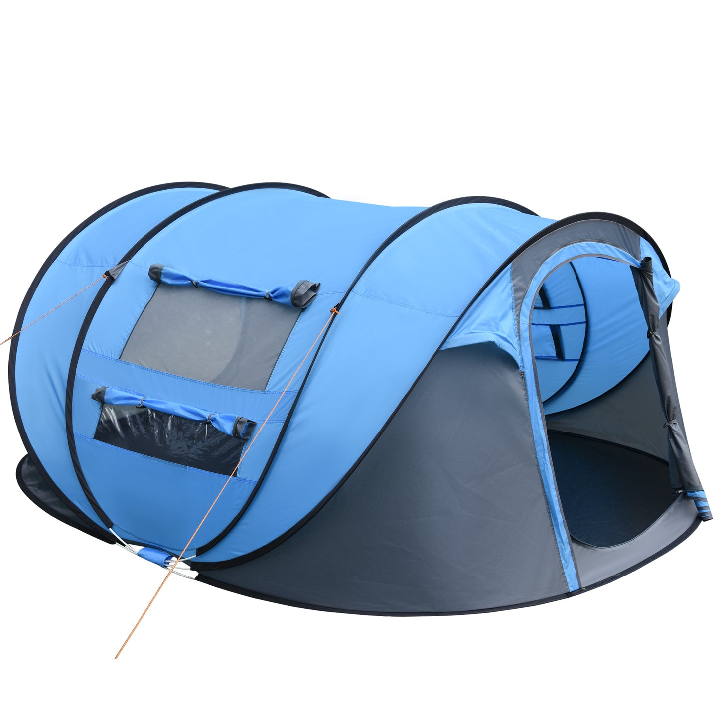 4 Person Pop-up Camping Tent, Family Dome Tent with Ground Sheet, 4 Windows and Portable Carry Bag for Beach Outdoor Trip