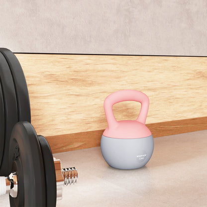 12KG Soft Kettlebell, Kettlebell with Non-Slip Handle for Home Gym, Weight Lifting, Strength Training, Pink/Grey
