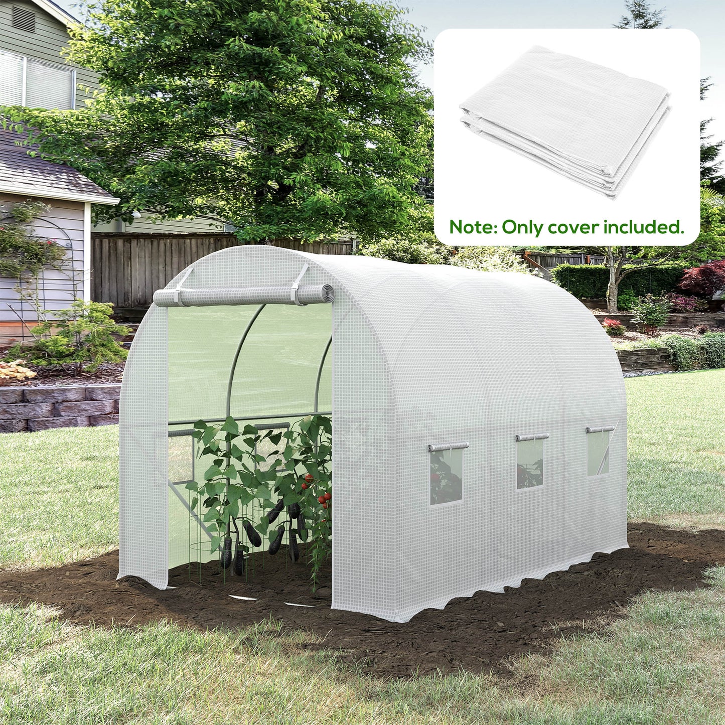 3 x 2 x 2m Polytunnel Greenhouse Replacement Cover ONLY Winter Garden Plant PE Cover for Tunnel Walk-in Greenhouse with Roll