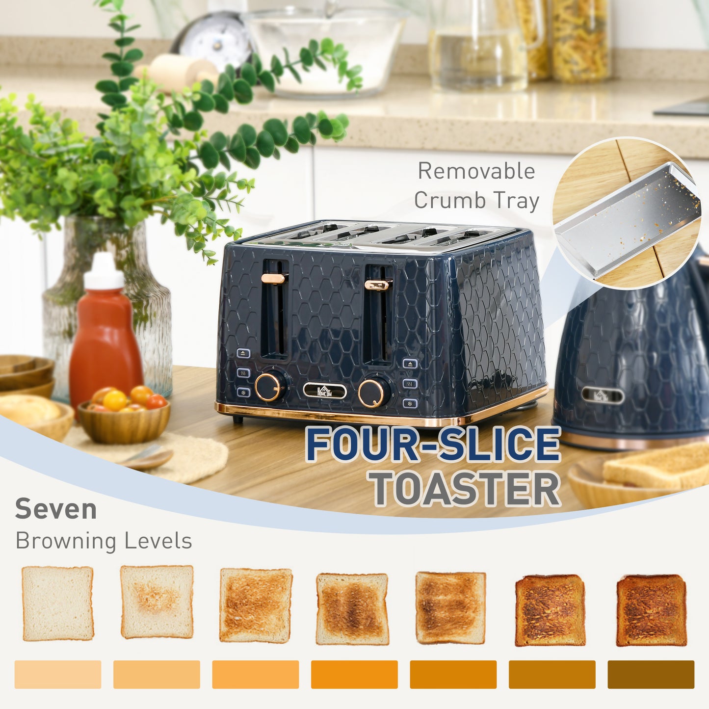 Kettle and Toaster Set, 1.7L 3000W Fast Boil Jug Kettle with Auto Shut Off