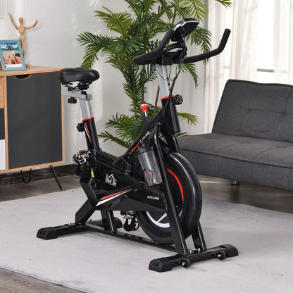 Indoor Stationary Cycling Exercise Bike with Adjustable Resistance, LCD Monitor and Phone Holder (10kg Flywheel)