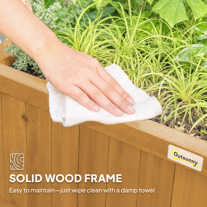 Raised Bed with Drainage Holes, Wood Planter with Trellis for Climbing Plants to Grow Vegetables, Flowers, Yellow