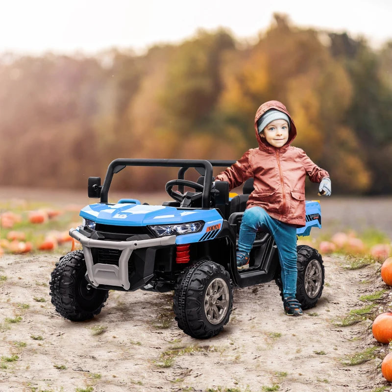 12V - 2 Seater Kids Electric Ride-On Car with Electric Bucket, Remote Control - Blue