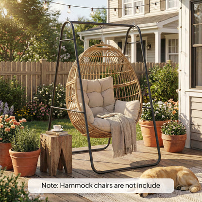 Hammock Chair Stand Only 150KG Load Capacity for Indoor Outdoor, Black