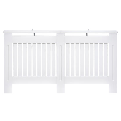 Slatted Radiator Cover Painted Cabinet MDF Lined Grill in White (152L x 19W x 81H cm)