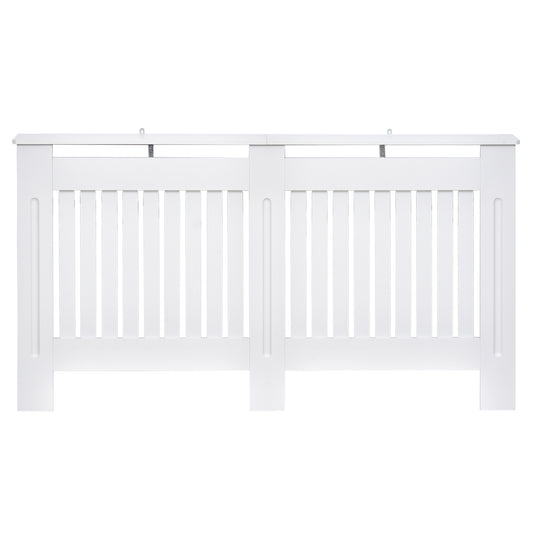 Slatted Radiator Cover Painted Cabinet MDF Lined Grill in White (152L x 19W x 81H cm)