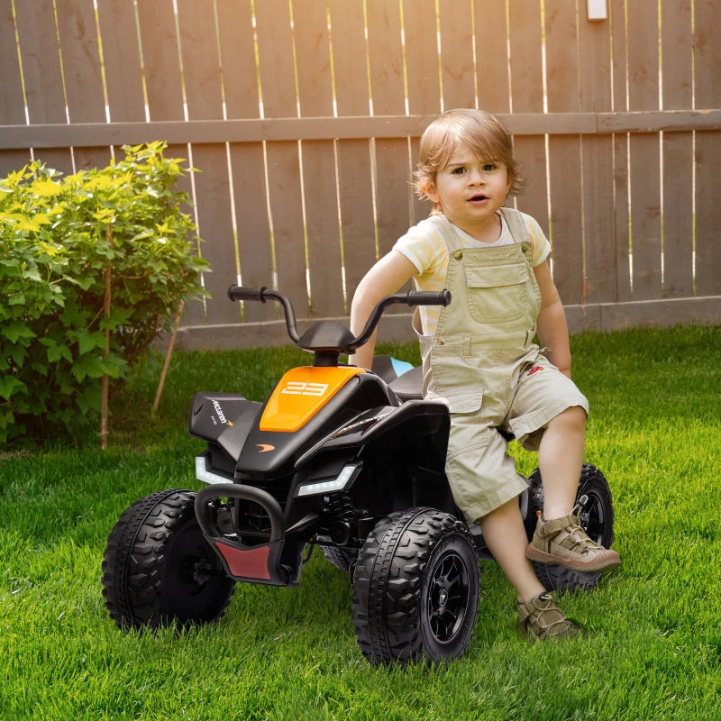 12V Quad Bike, with Music, Headlights, MP3 Slot and Suspension, for Ages 3-8 Years - Black