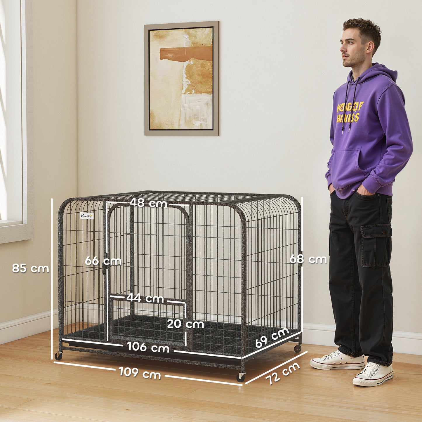Heavy Duty Dog Crate,109 x 72 x 85 cm, Large Dog Cage for Small to Large Breeds