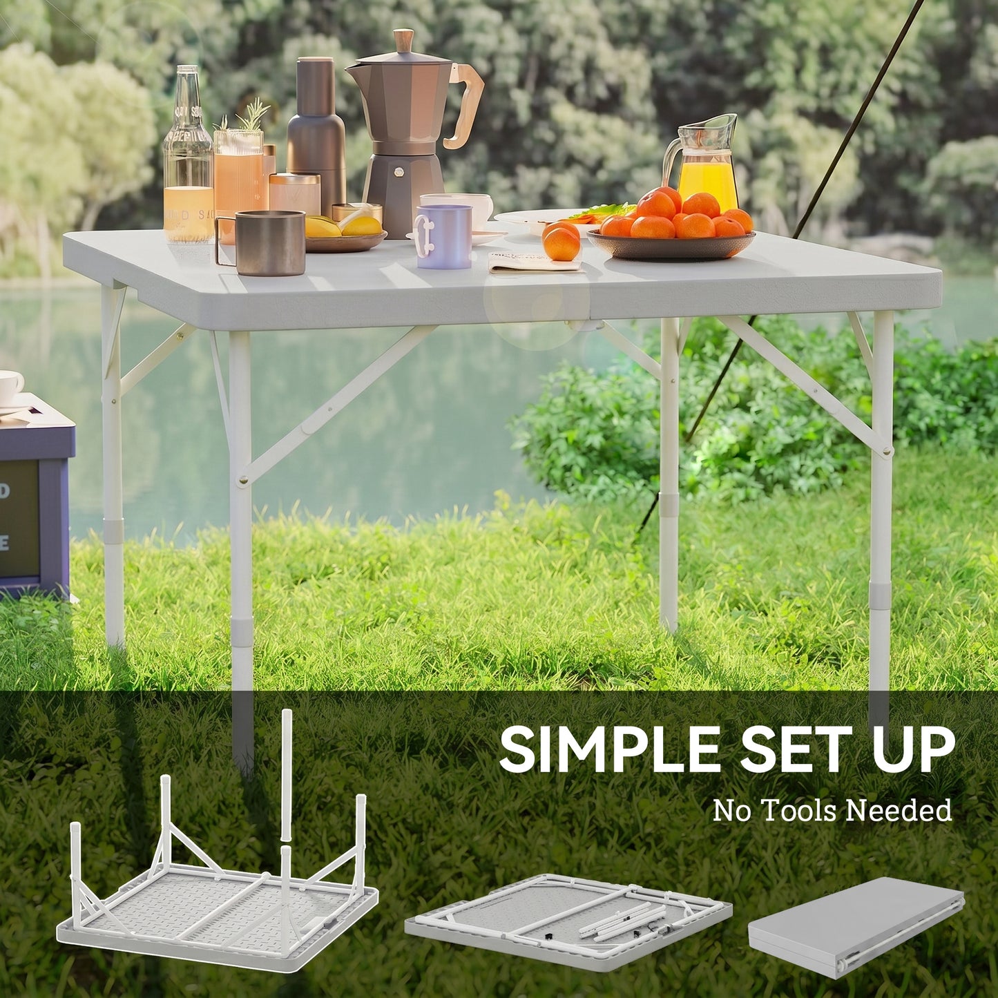 34/74cm Folding Camping Table, with Handle - Grey