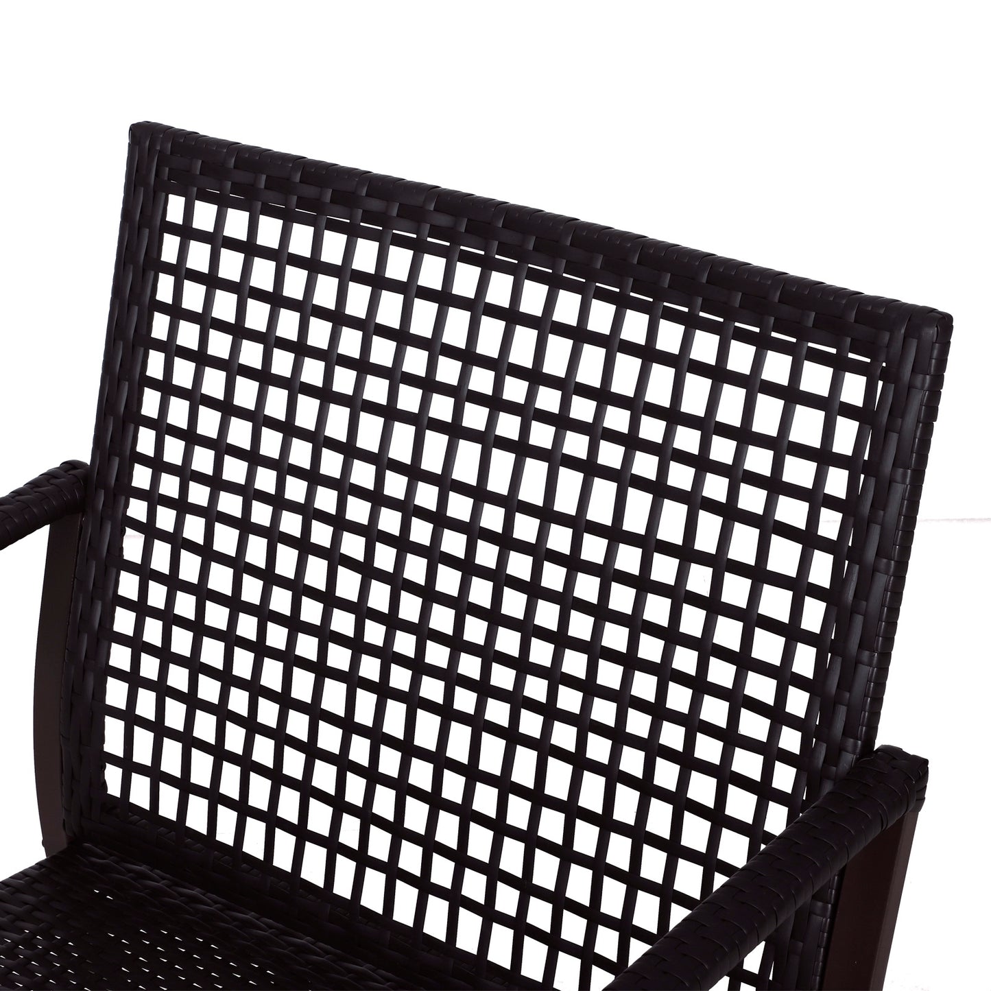 Rattan Bistro Set, 3 Pieces Wicker Garden Furniture Set with Rocking Chairs and Round Glass Top Coffee Table