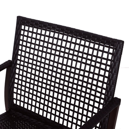 Rattan Bistro Set, 3 Pieces Wicker Garden Furniture Set with Rocking Chairs and Round Glass Top Coffee Table
