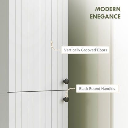 Wall Mounted Tall Bathroom Storage Cabinet with Soft-Close Hinges, Slim Bathroom Cabinet with 2 Doors, White