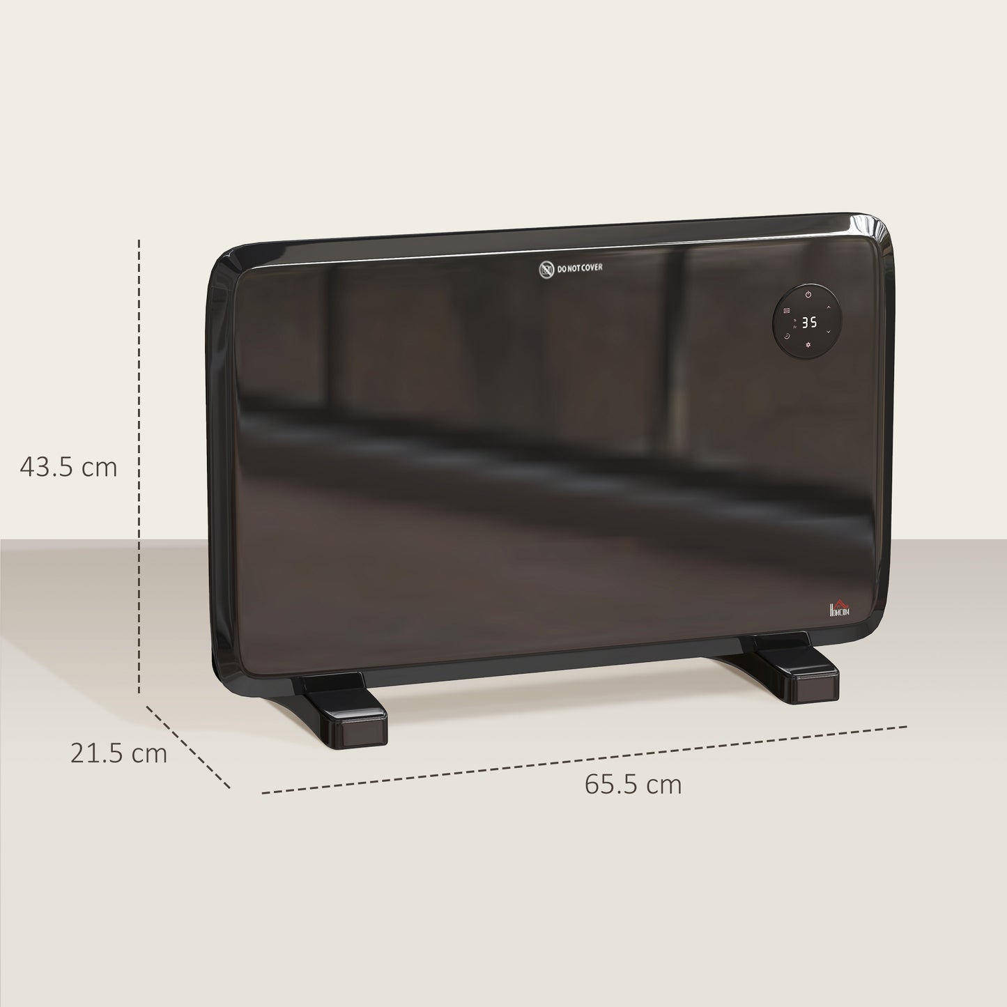 1.2kW Freestand/On-Wall Electric Convector Heater, with Adjustable Thermostat - Black