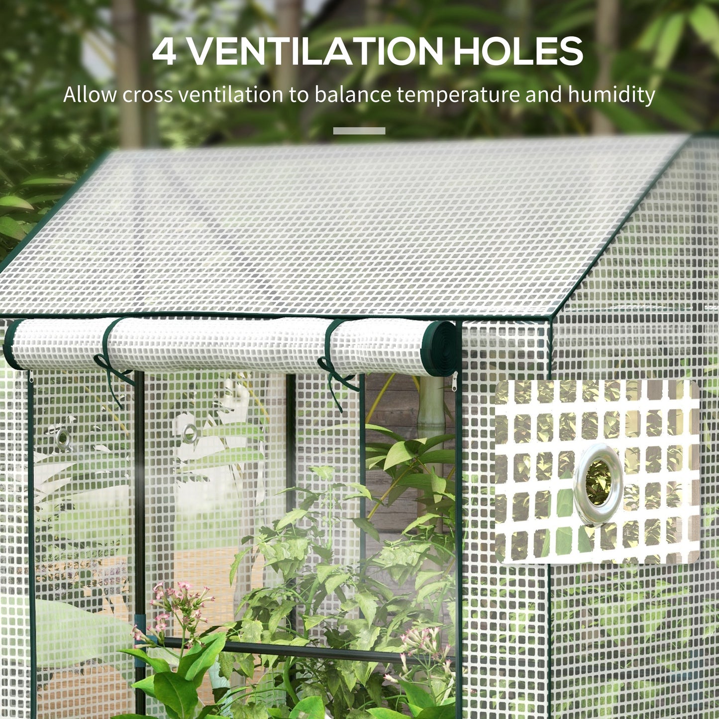 Green House, Mini Greenhouse with 2 Roll-up Doors, Vent Holes and Reinforced Cover, 100 x 80 x 150cm