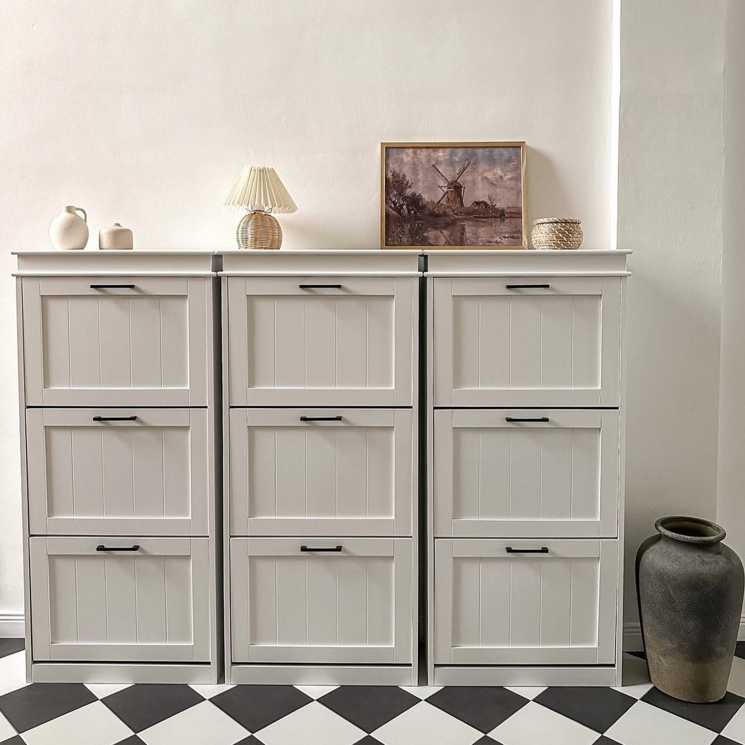 Three-Drawer Minimalistic Shoe Storage Cabinet, for 15 Shoes