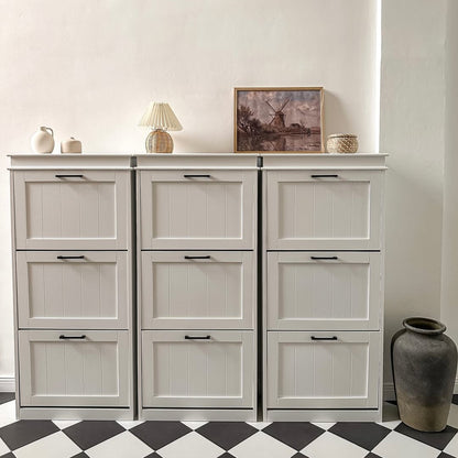 Three-Drawer Minimalistic Shoe Storage Cabinet, for 15 Shoes