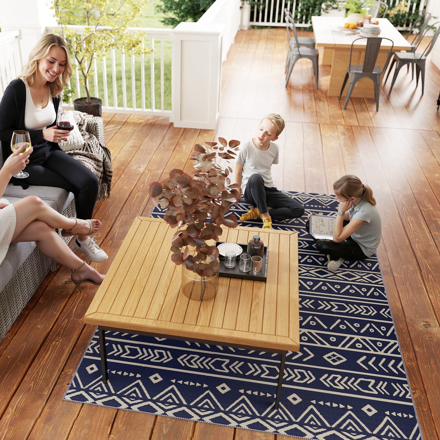 Reversible Outdoor Rug with Carry Bag, Waterproof Plastic Straw Mat for Garden, Deck, RV, Picnic, Beach, Camping