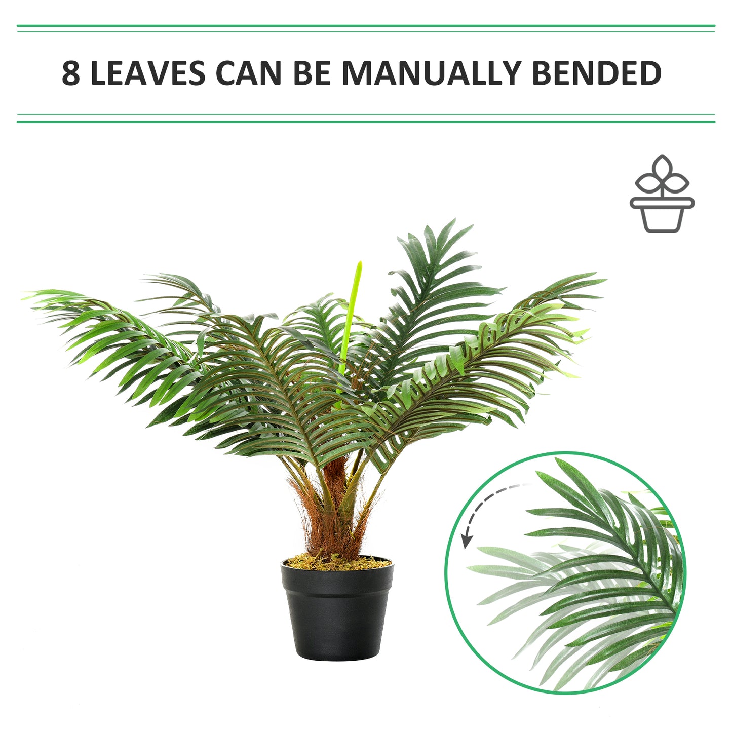 60cm Artificial Palm Tree Fake Plant in Pot - White