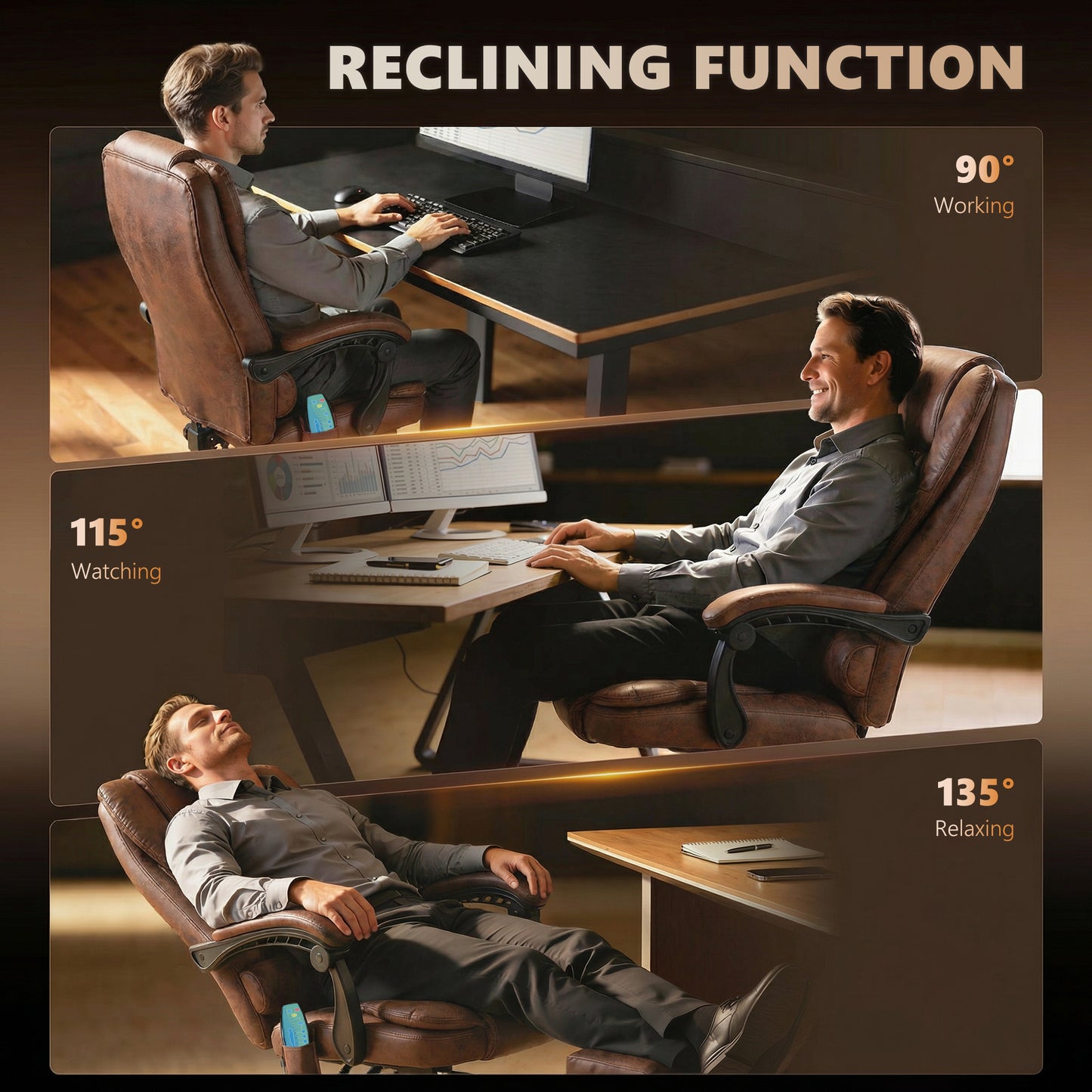 Heated 6 Points Vibration Massage Executive Office Chair