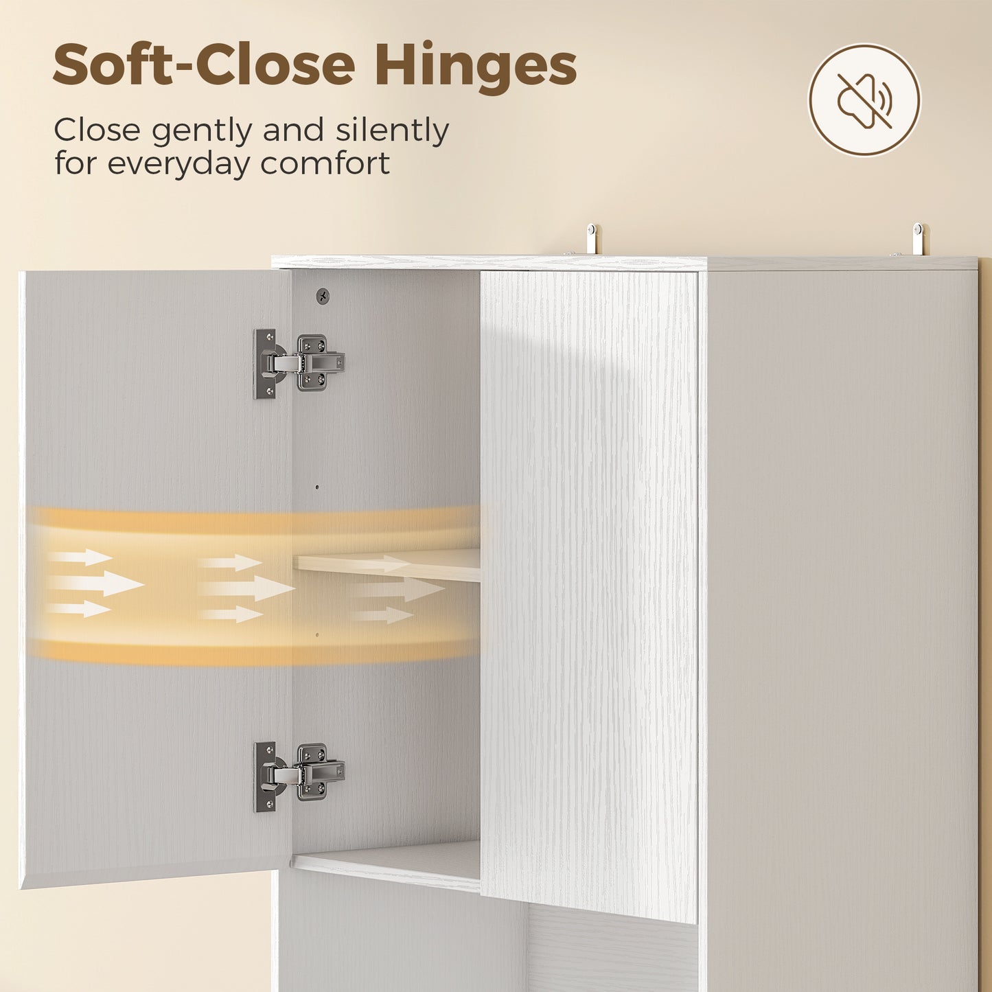 170 cm Kitchen Pantry Cabinet, Freestanding Storage Cabinet with Soft-Close Hinges, White Wood Effect